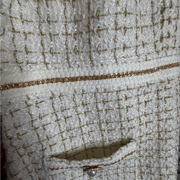 Simply Southern Scalloped Cream Tweed Dress with Puffy Sleeves NWT Size Medium - Picture 11 of 17